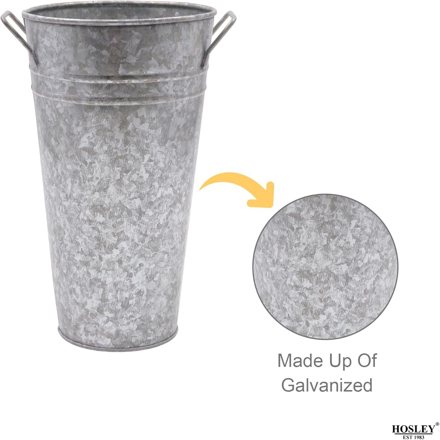 Wholesale Set of 2 Galvanized Bucket Pot Vases with PVC Liner 5