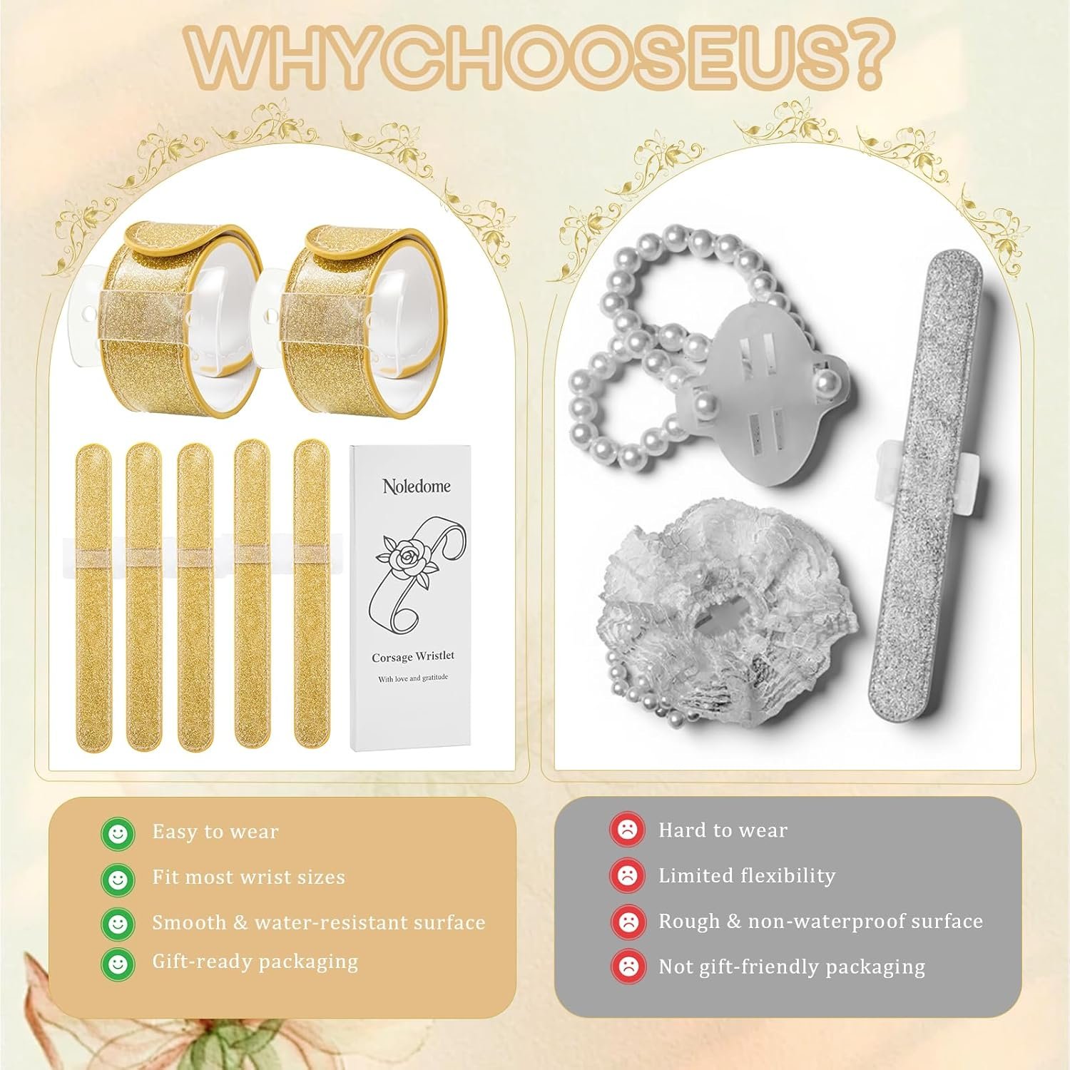 Wholesale Corsage Wristlet Set of 6 Gold Slap Bracelet Bands with Acrylic Base Comfortable for DIY Crafting Elegant for Wedding Prom Party Photoshoot No Flowers Included Supplier