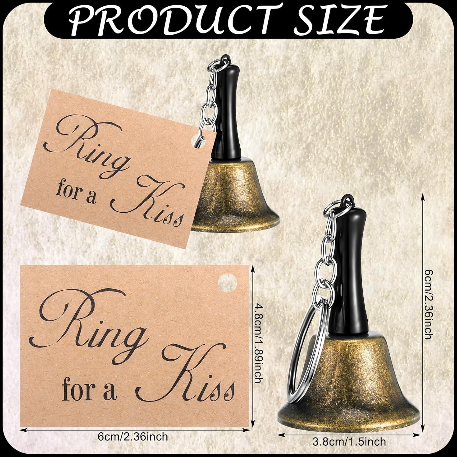 Wholesale 24 Set Kissing Bells Ring for a Kiss with Tags Wedding Reception Decorations Goodie Bags Party Supplies Supplier