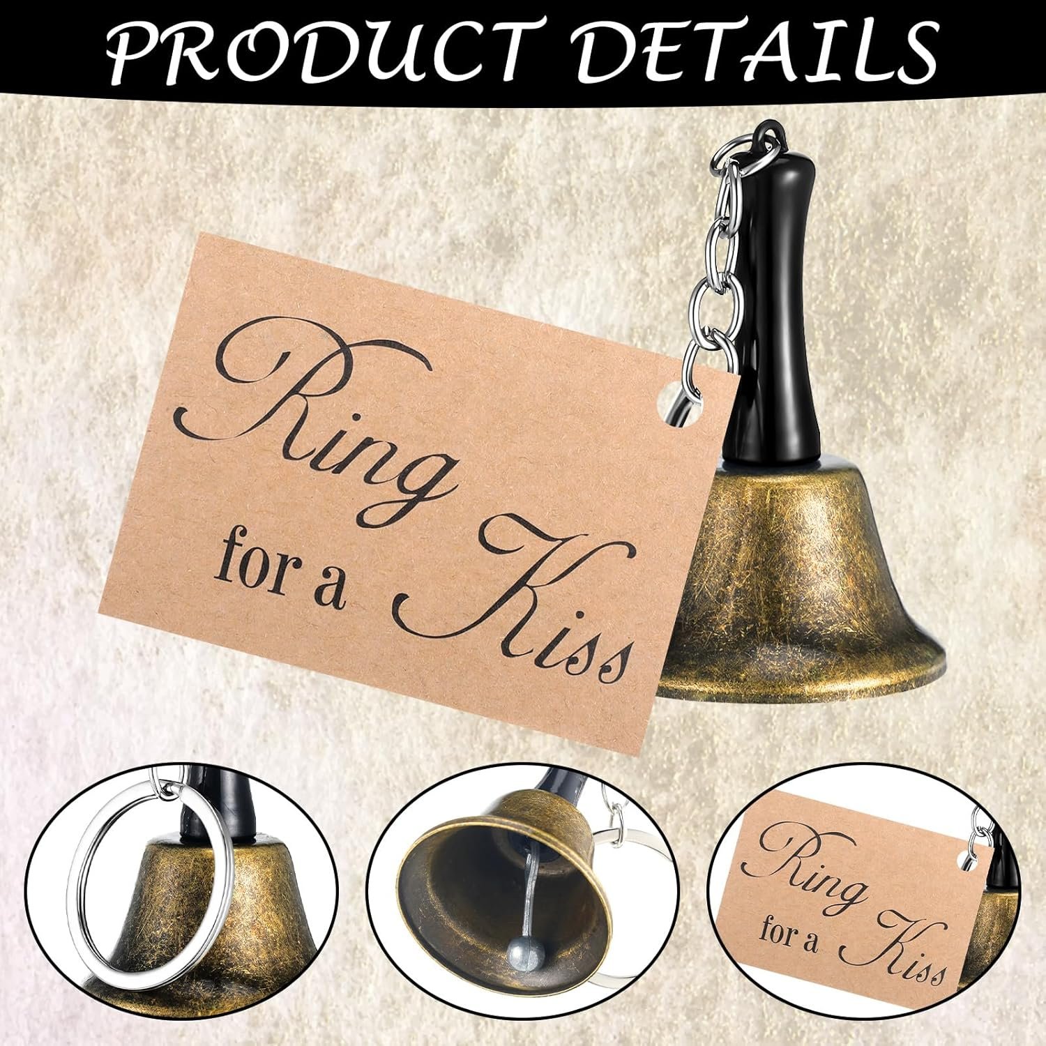 Wholesale 24 Set Kissing Bells Ring for a Kiss with Tags Wedding Reception Decorations Goodie Bags Party Supplies Supplier