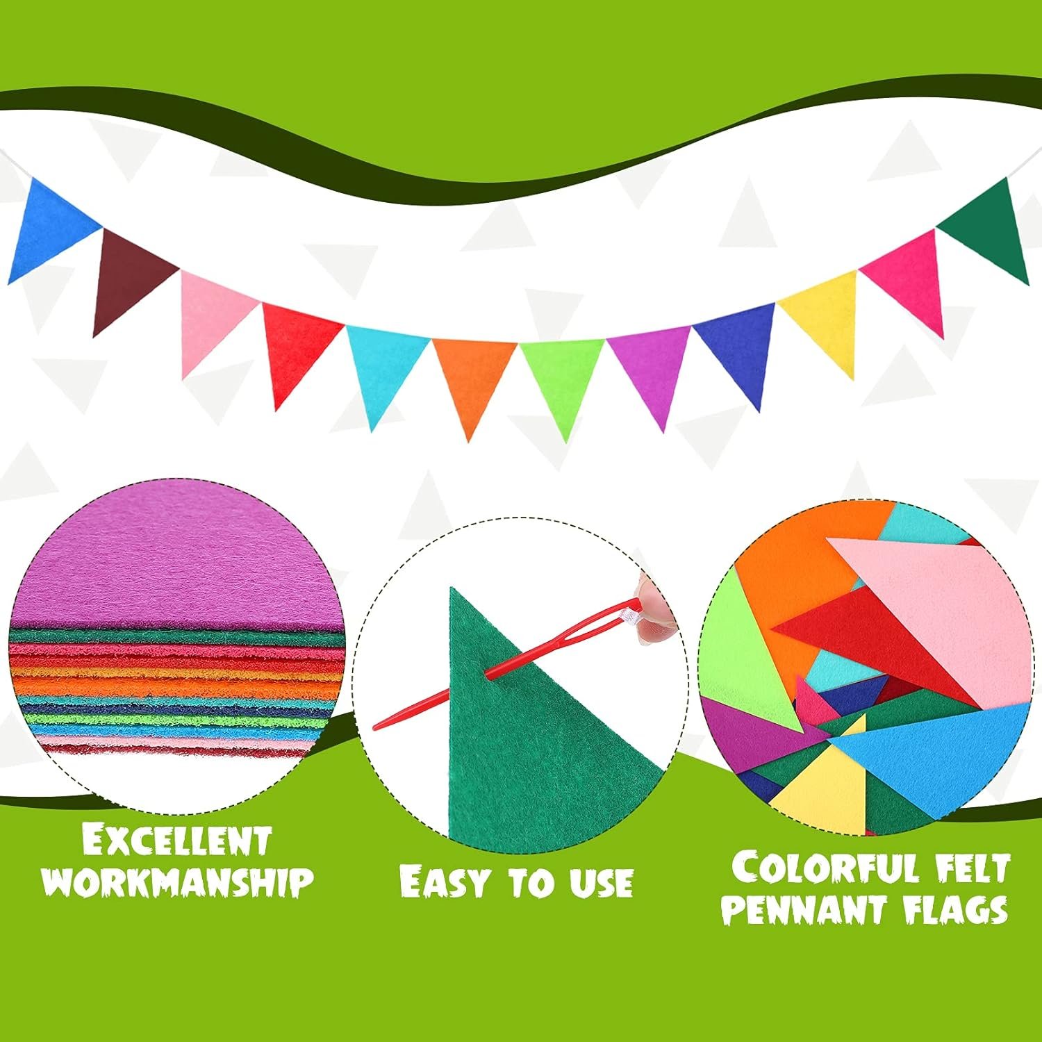 Wholesale 9.8 ft Pom Pom Felt Rainbow Garland Tassel Pennant Banner Triangle Fabric Bunting Multicolor Birthday Baby Shower Classroom Decoration Supplier