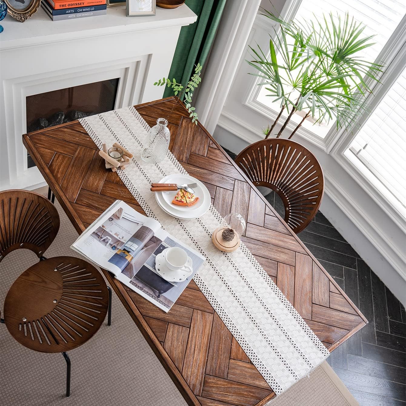 Wholesale Macrame Table Runner Cream Beige Boho with Tassels Hand Woven Cotton Rustic Farmhouse for Bohemian Kitchen Dining (12x71in) Supplier