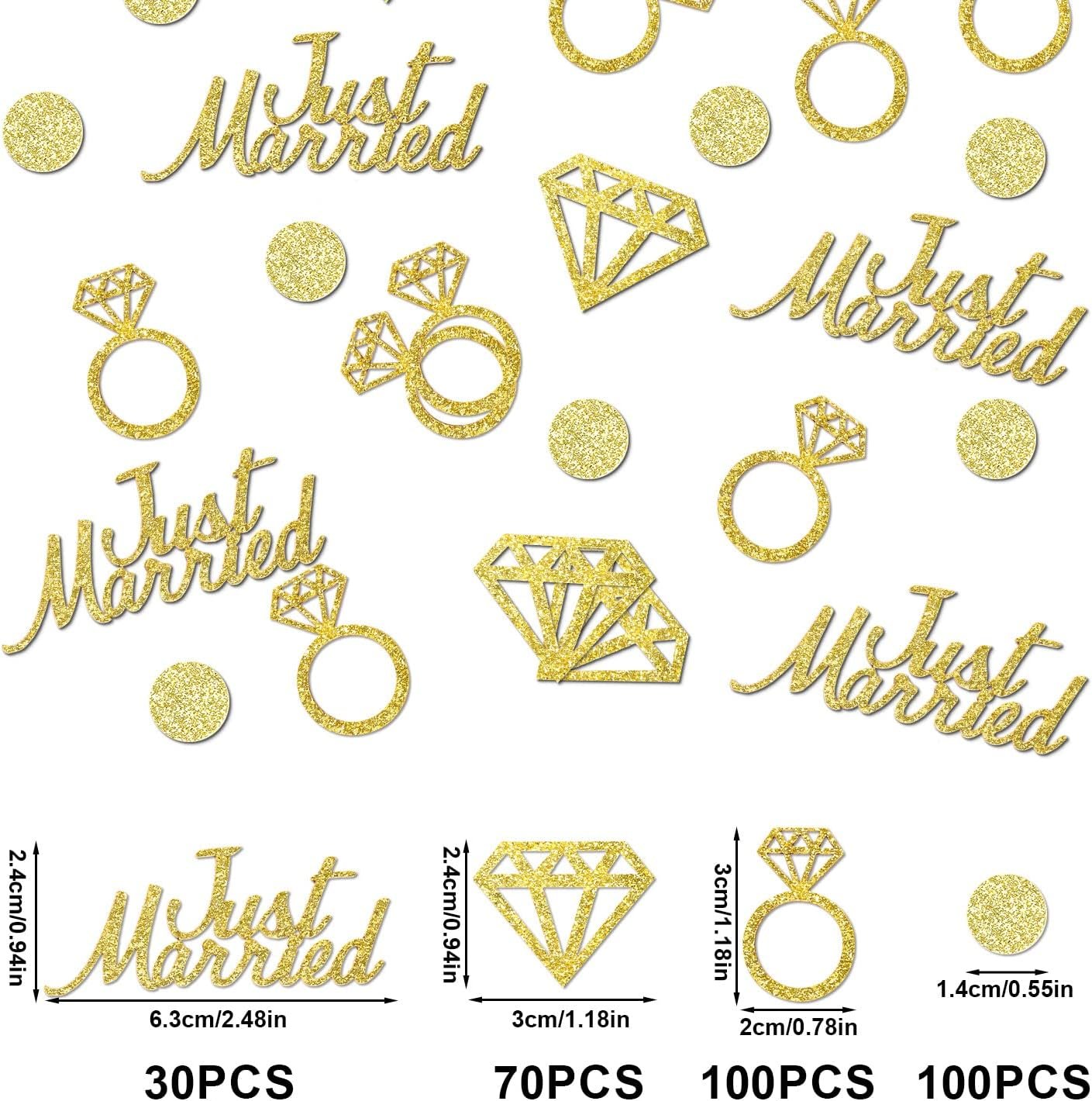 Wholesale 300pcs Gold Wedding Confetti Just Married Diamond Ring Dots Bridal Shower Bachelor Party Table Decorations Supplier