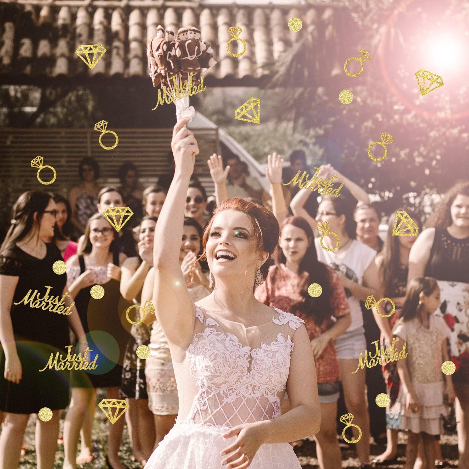 Wholesale 300pcs Gold Wedding Confetti Just Married Diamond Ring Dots Bridal Shower Bachelor Party Table Decorations Supplier