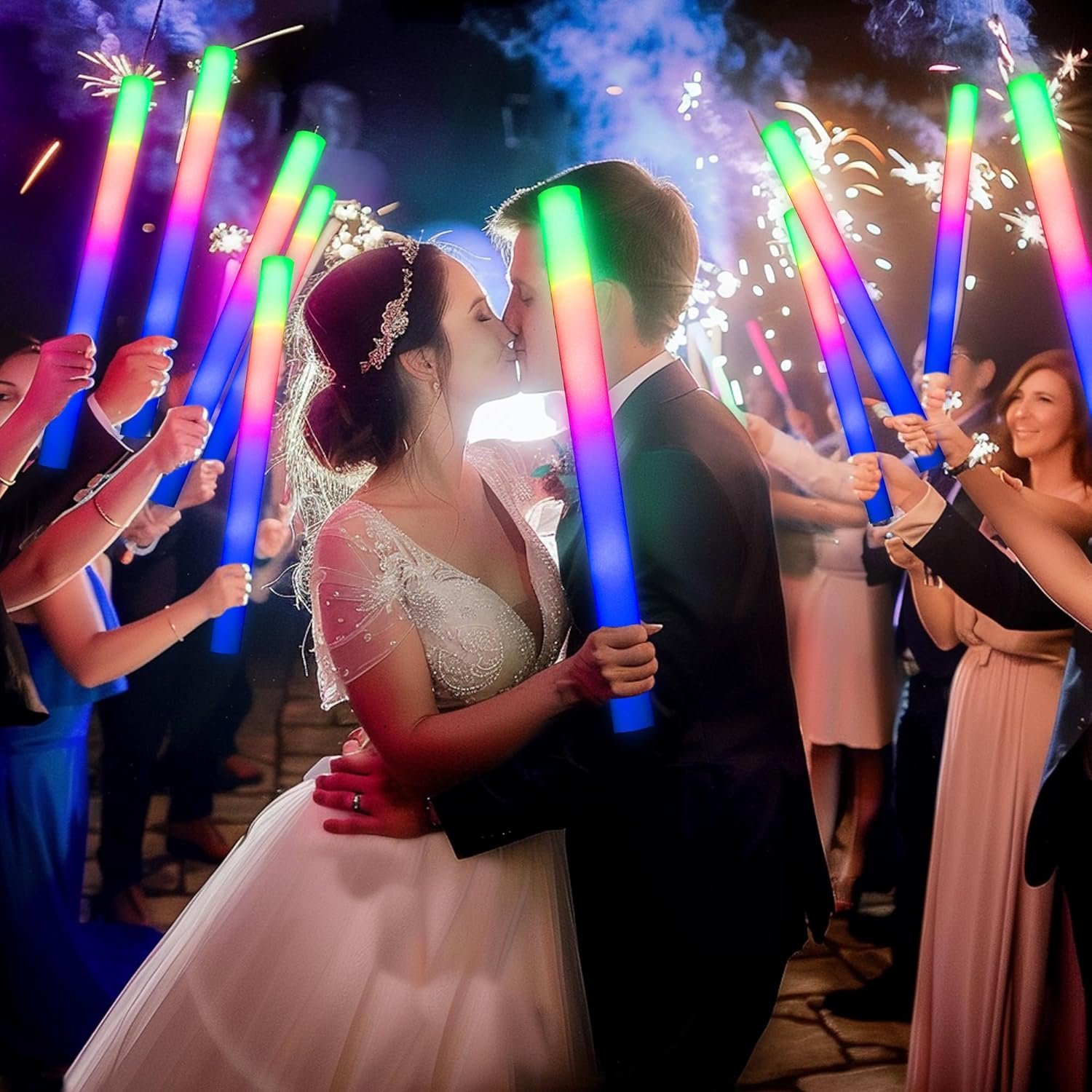 Wholesale 68 Pack White LED Foam Glow Sticks Bulk for Wedding Reception Parties Supplier