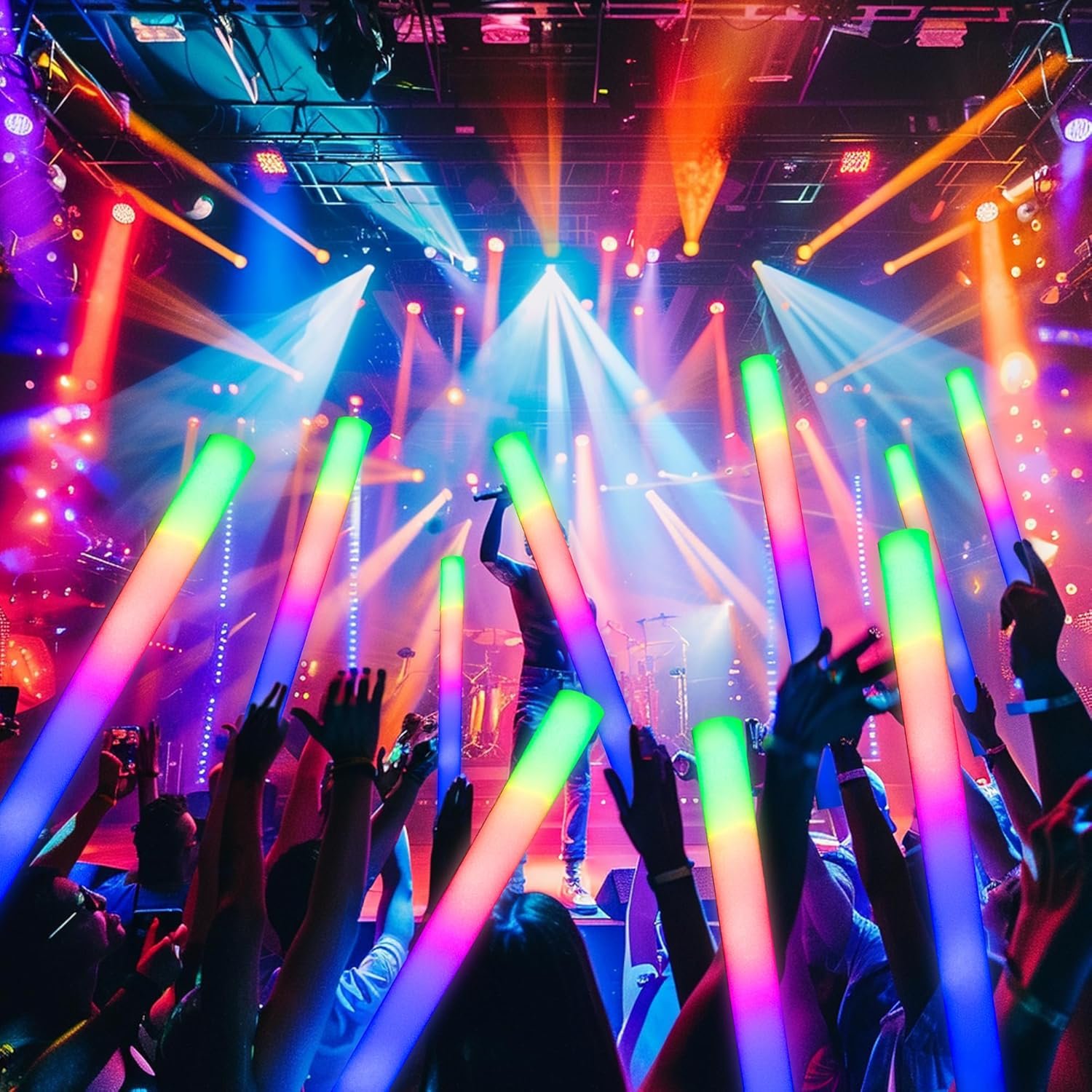 Wholesale 68 Pack White LED Foam Glow Sticks Bulk for Wedding Reception Parties Supplier