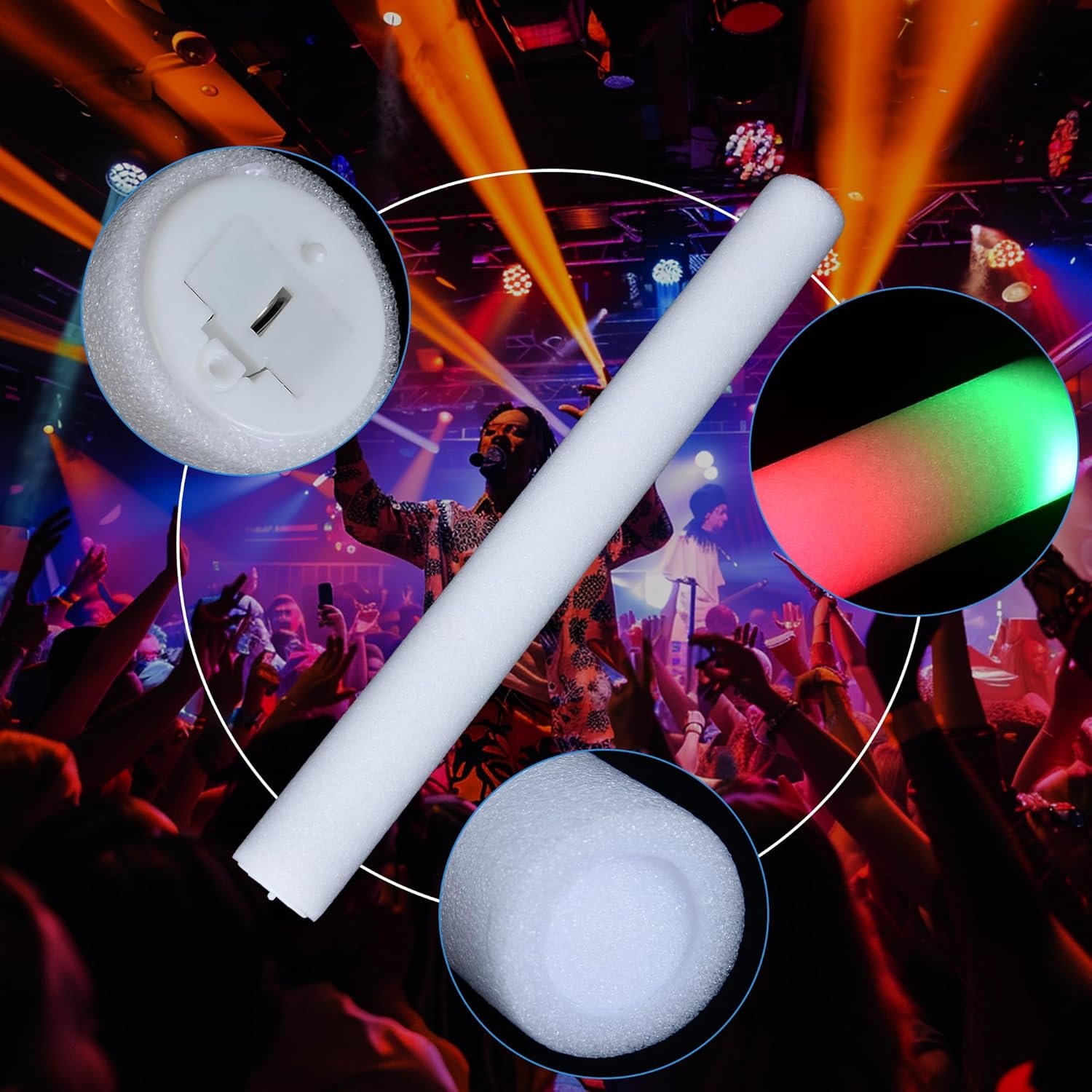 Wholesale 68 Pack White LED Foam Glow Sticks Bulk for Wedding Reception Parties Supplier