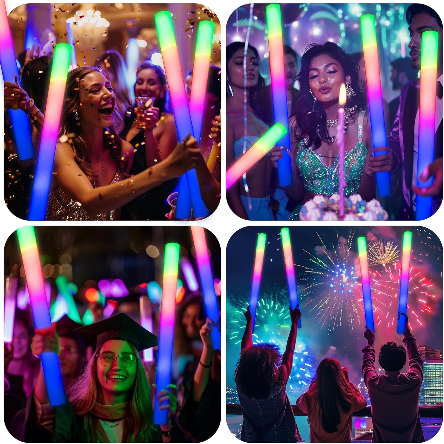 Wholesale 68 Pack White LED Foam Glow Sticks Bulk for Wedding Reception Parties Supplier