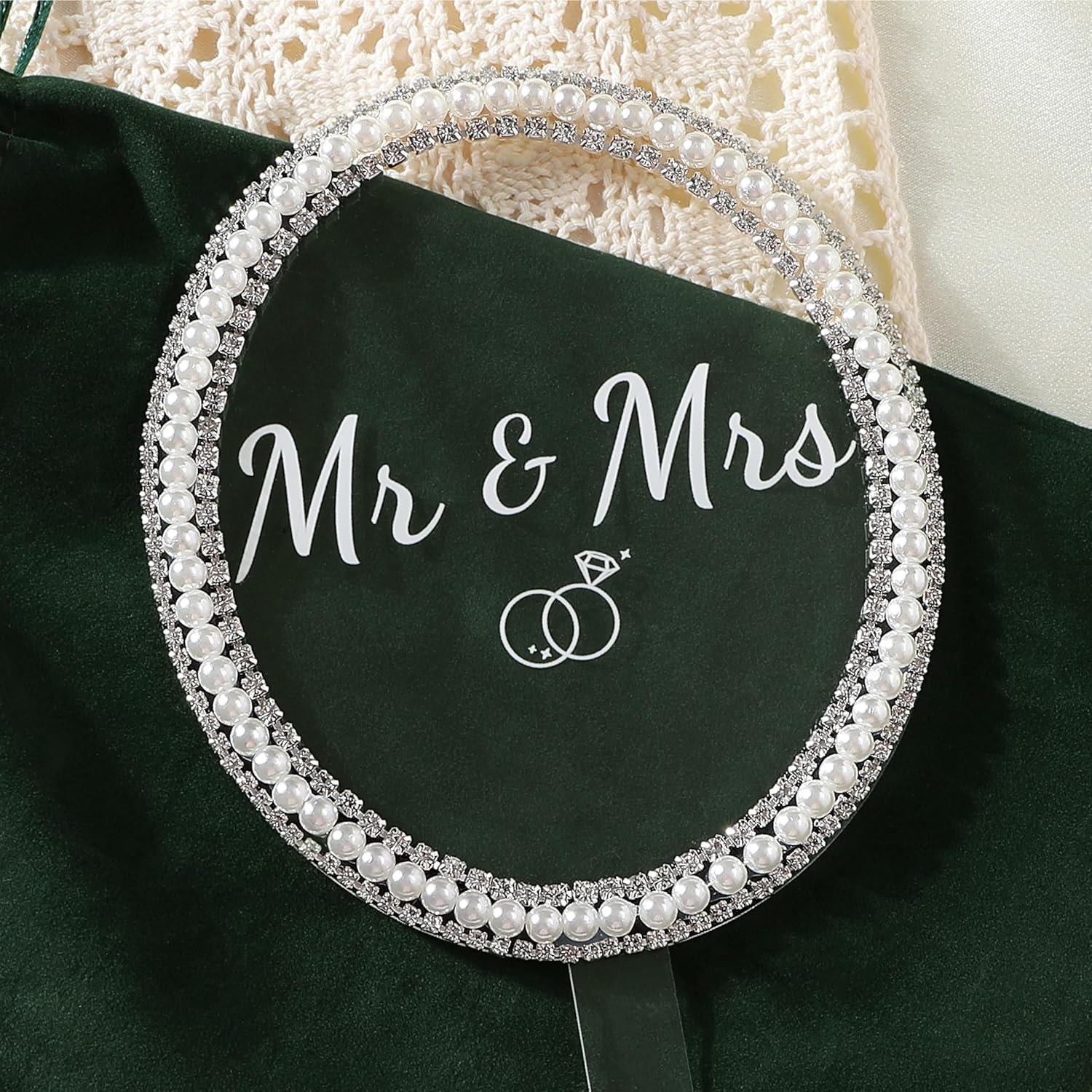 Wholesale Mr and Mrs Oval Cake Topper Rhinestones Pearls Wedding Engagement Bridal Anniversary Decor Supplier