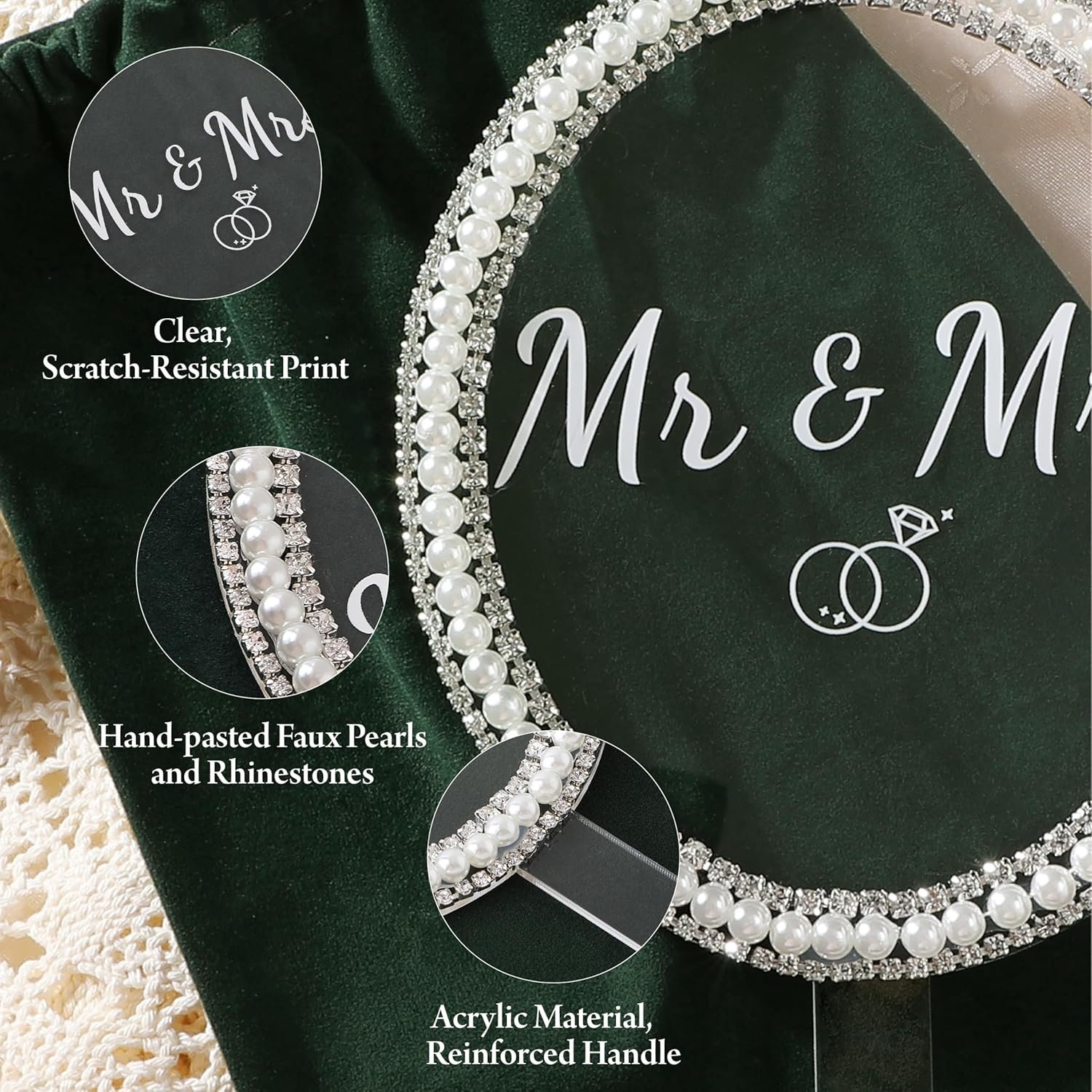 Wholesale Mr and Mrs Oval Cake Topper Rhinestones Pearls Wedding Engagement Bridal Anniversary Decor Supplier