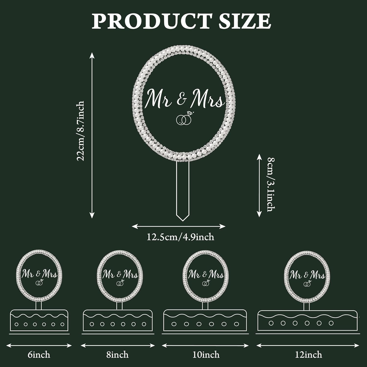 Wholesale Mr and Mrs Oval Cake Topper Rhinestones Pearls Wedding Engagement Bridal Anniversary Decor Supplier