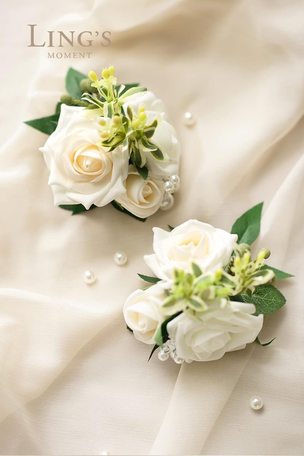 Wholesale 2pcs White Ivory Artificial Flower Homecoming Wrist Corsages Girl Mother Wristlet Decor Prom Wedding Anniversary Supplier Wholesale 2pcs White Ivory Artificial Flower Homecoming Wrist Corsages Girl Mother Wristlet Decor Prom Wedding Anniversary Supplier