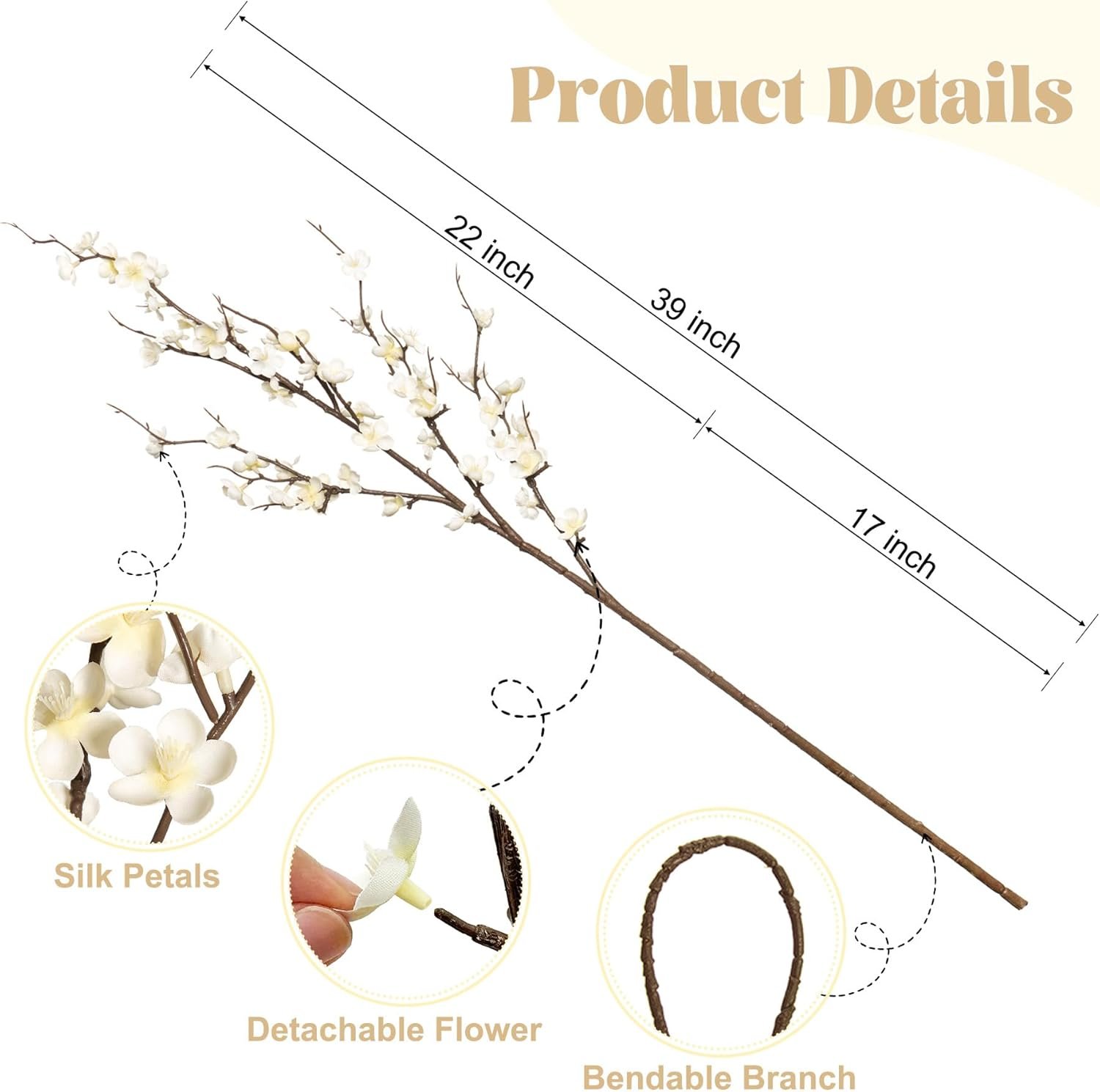 Wholesale 4Pcs Cherry Blossom Branches Faux Long Stem Artificial Flowers for Spring Summer Indoor Wedding Home Office Bedroom Party Table Centerpieces Decor White Supplier Wholesale 4Pcs Cherry Blossom Branches Faux Long Stem Artificial Flowers for Spring Summer Indoor Wedding Home Office Bedroom Party Table Centerpieces Decor White Supplier