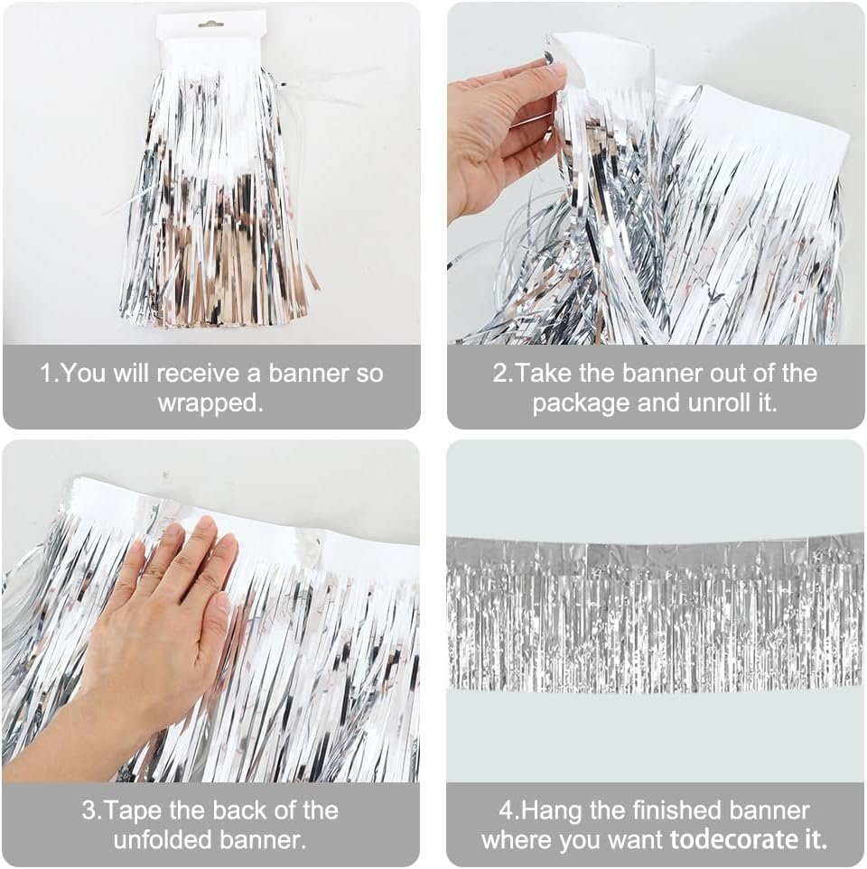 Wholesale 3 Packs 30 Feet Metallic Foil Fringe Garland Tinsel Streamers Shiny Silver Wall Hanging Fringe Banners for Wedding Birthday Party Halloween Christmas New Year Decoration Supplier Wholesale 3 Packs 30 Feet Metallic Foil Fringe Garland Tinsel Streamers Shiny Silver Wall Hanging Fringe Banners for Wedding Birthday Party Halloween Christmas New Year Decoration Supplier