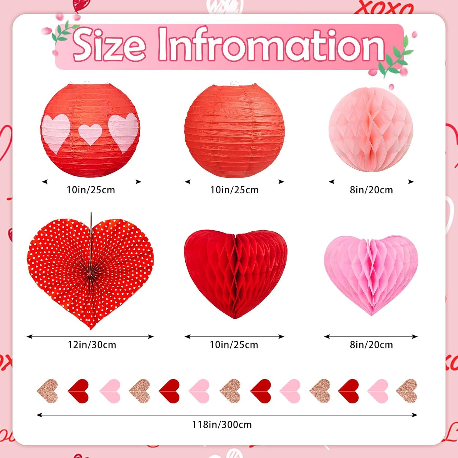Wholesale 17 Pcs Valentines Day Hanging Ceiling Decorations Honeycomb Hearts Paper Fans Lanterns Red Pink for Office Party Supplier