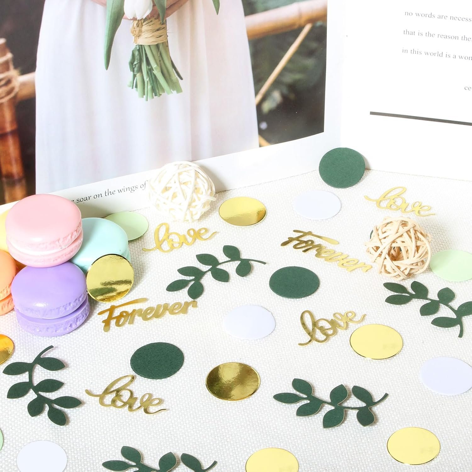 Wholesale Sage Green Greenery Wedding Table Confetti Bridal Shower Engagement Decor Supplier