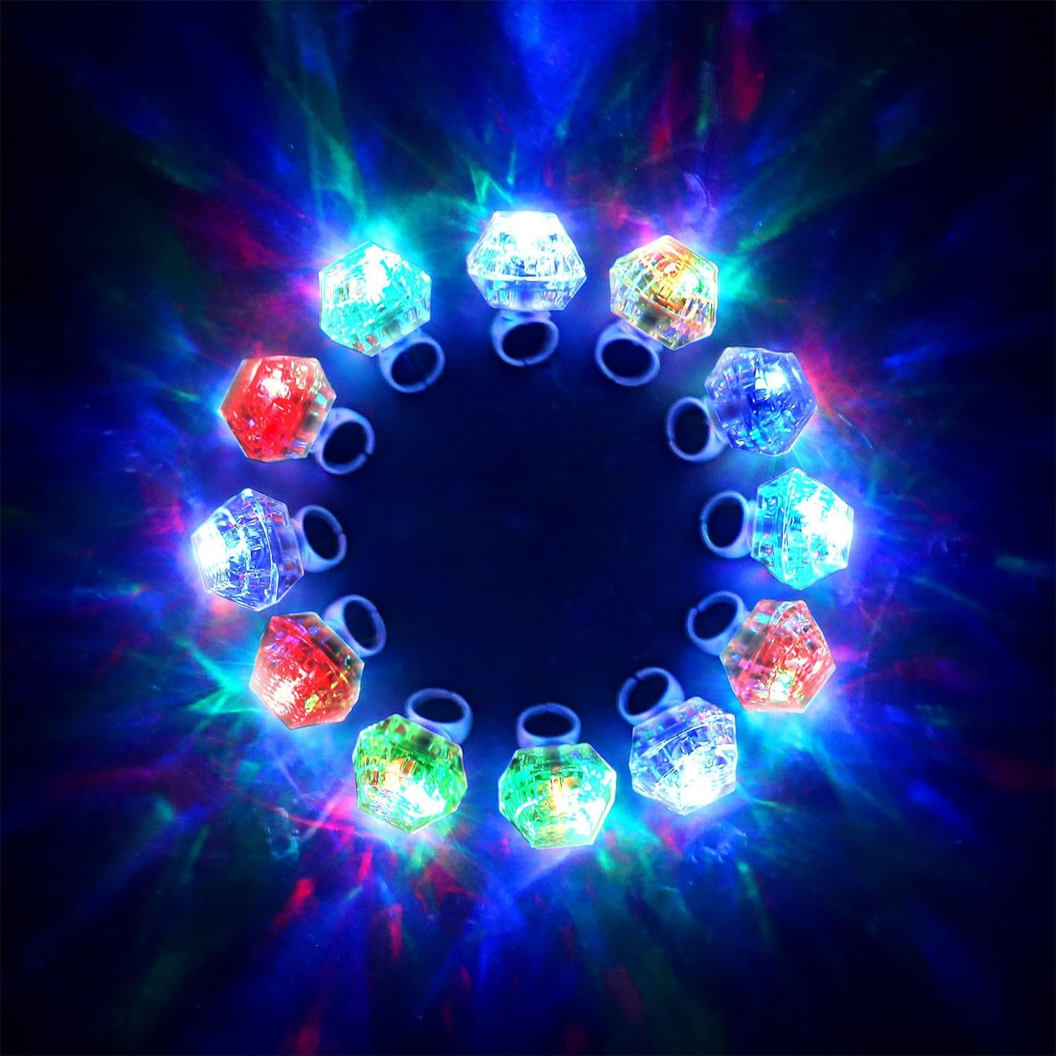 Wholesale Flashing LED Light Up Glow in the Dark Diamond Bling Rings Bachelorette Party Favors for Birthdays Weddings Bridal Showers (13pcs) Supplier