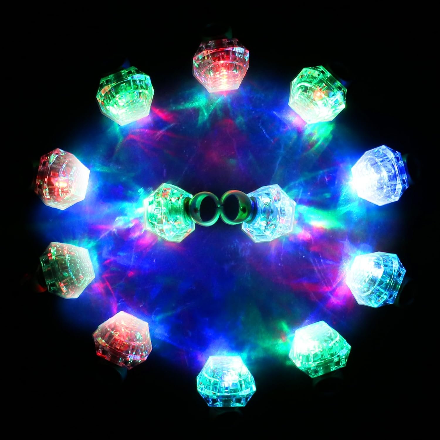 Wholesale Flashing LED Light Up Glow in the Dark Diamond Bling Rings Bachelorette Party Favors for Birthdays Weddings Bridal Showers (13pcs) Supplier