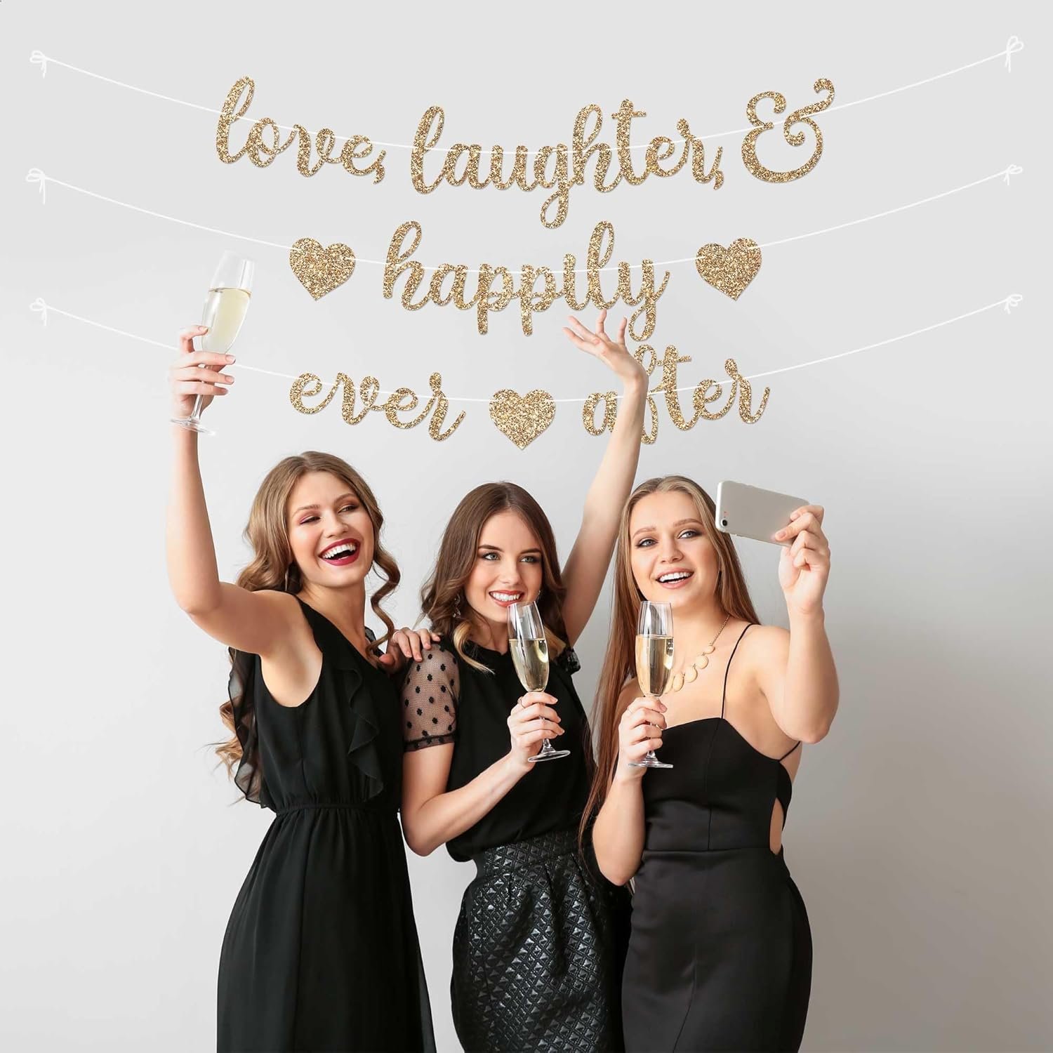 Wholesale Pre-Strung Gold Glitter Love Laughter & Happily Ever After Banner 8 ft Garland NO DIY Bachelorette Wedding Bridal Engagement Party Supplier Wholesale Pre-Strung Gold Glitter Love Laughter & Happily Ever After Banner 8 ft Garland NO DIY Bachelorette Wedding Bridal Engagement Party Supplier