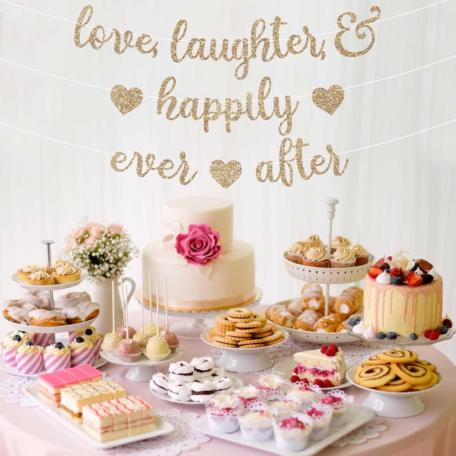 Wholesale Pre-Strung Gold Glitter Love Laughter & Happily Ever After Banner 8 ft Garland NO DIY Bachelorette Wedding Bridal Engagement Party Supplier Wholesale Pre-Strung Gold Glitter Love Laughter & Happily Ever After Banner 8 ft Garland NO DIY Bachelorette Wedding Bridal Engagement Party Supplier