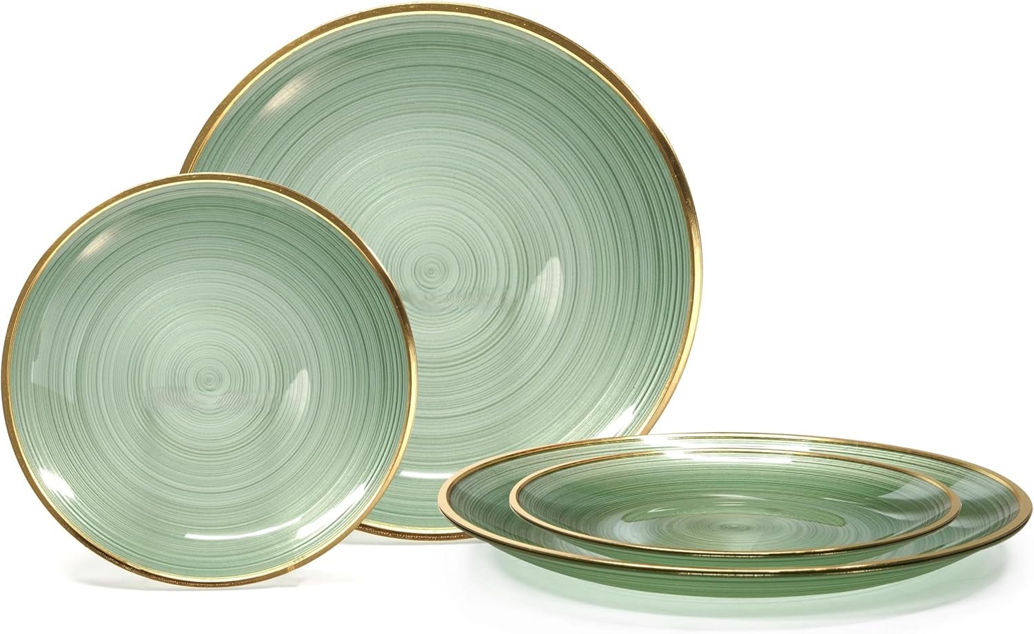 Wholesale 50 Pack Disposable Plastic Plates 25 Guests Wedding Party 25 x 10'' Dinner + 25 x 7'' Salad Dessert Belize Green Gold Supplier