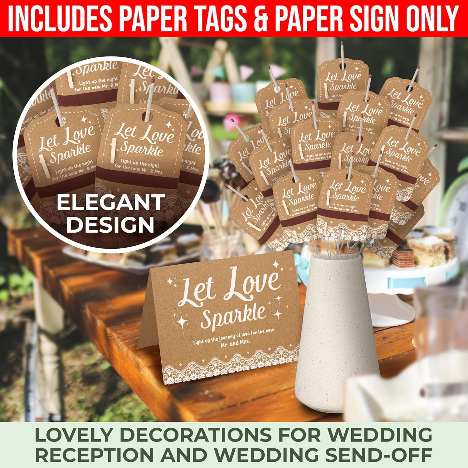 Wholesale 100 Pcs Let Love Wedding Send Off Tags for Weddings Anniversary Parties Engagement Supplier
