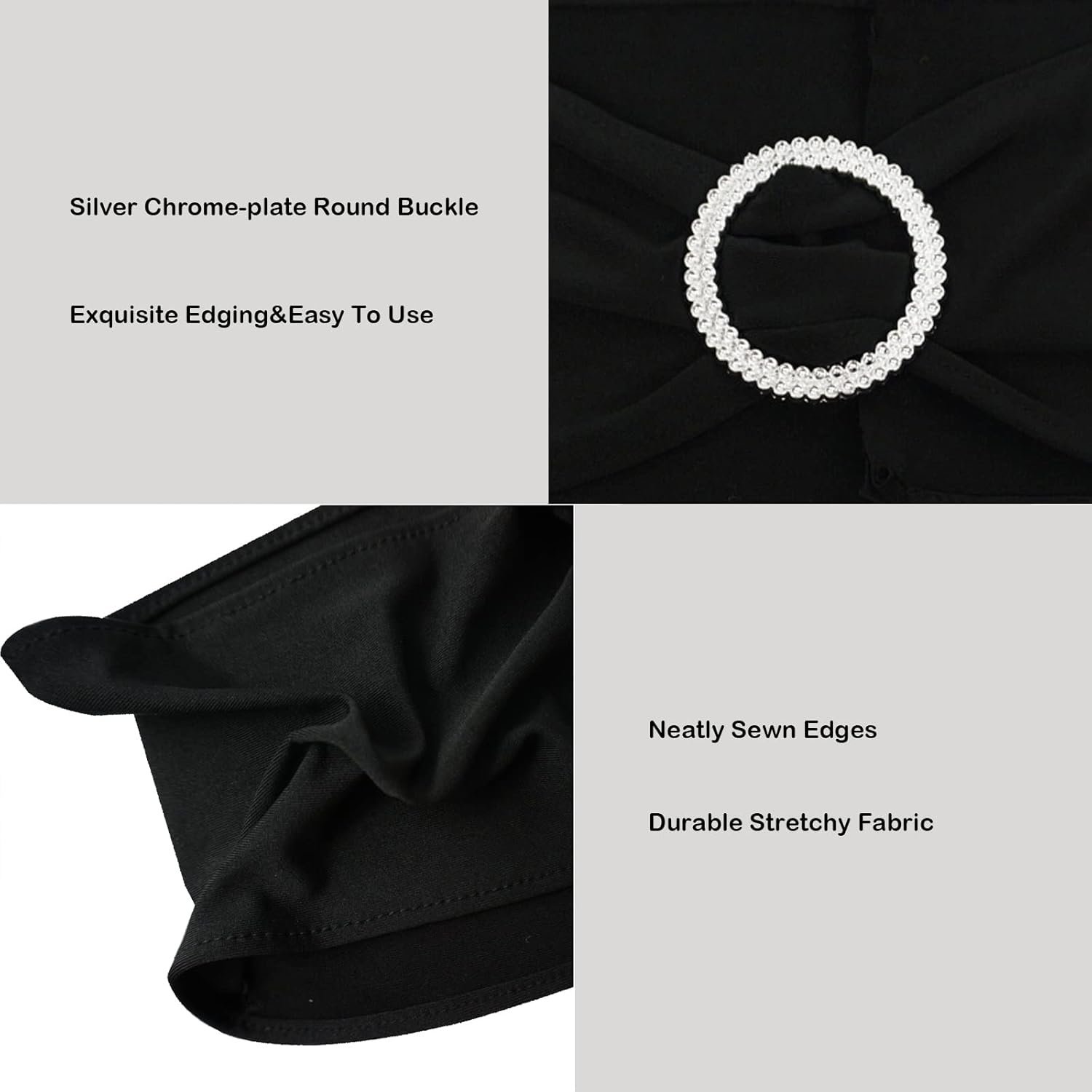 Wholesale 50PCS Spandex Stretch Chair Sashes Ties Bows with Buckle Slider Wedding Party Banquet Decoration Black Supplier