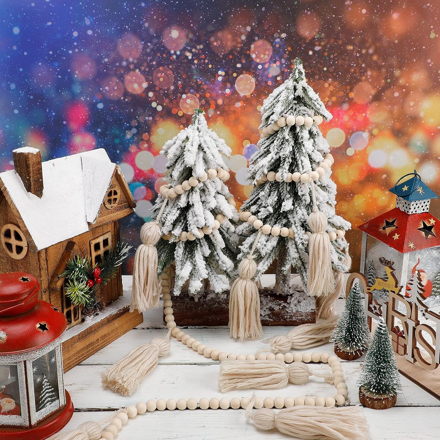 Wholesale 9.8ft Boho Macrame Tassel Wooden Bead Garland Banner Classroom Decor Wall Hanging Farmhouse Rustic Country Holiday Decoration Classic Color Supplier