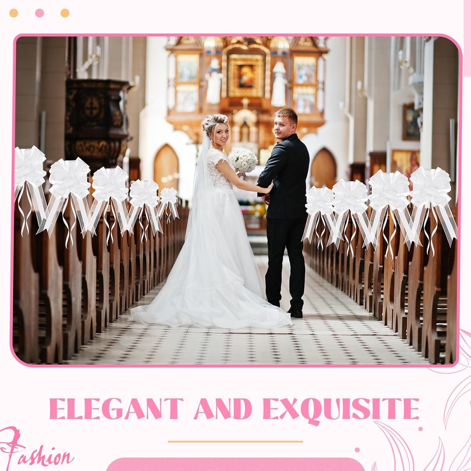 Wholesale 24 Pcs Big Pull Wedding Pew Bows with Yarn Church Chair Aisle Decor Gift Wrapping Bridal Shower Reception Supplier Wholesale 24 Pcs Big Pull Wedding Pew Bows with Yarn Church Chair Aisle Decor Gift Wrapping Bridal Shower Reception Supplier