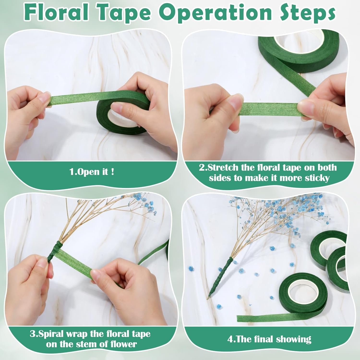 Wholesale Floral Tape Floral Wire Arrangement Tool Kit Green Tape Wire Boutonniere Flower Pins Cutter White Ribbon Elastic Pearl Wrist Corsage Bands for Bouquets Supplier