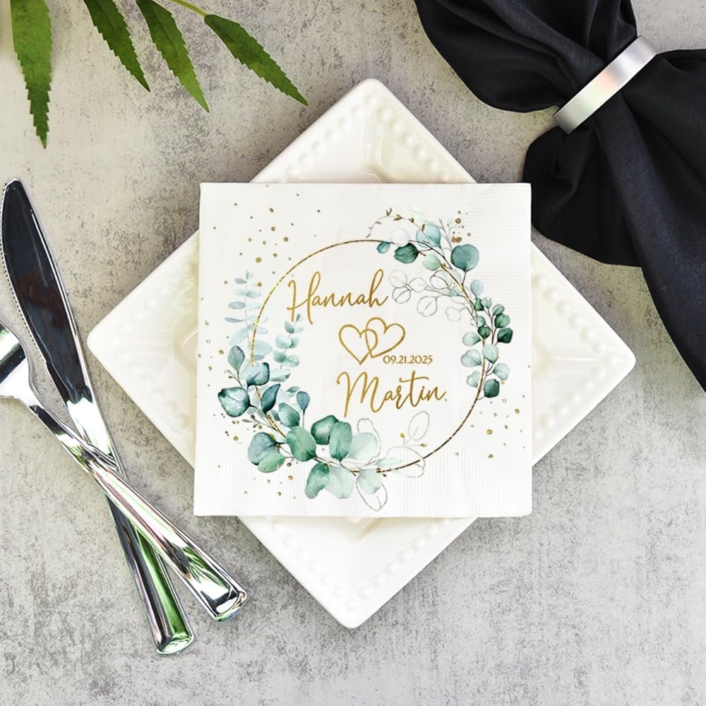Wholesale Custom Personalized Monogram Wedding Cocktail Cake Dinner Napkins for Parties Anniversaries Supplier