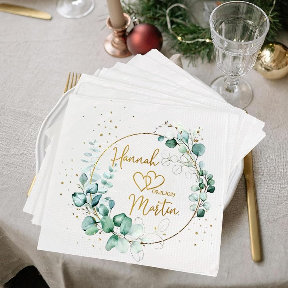 Wholesale Custom Personalized Monogram Wedding Cocktail Cake Dinner Napkins for Parties Anniversaries Supplier