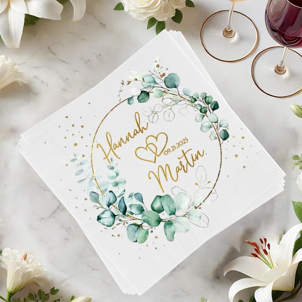 Wholesale Custom Personalized Monogram Wedding Cocktail Cake Dinner Napkins for Parties Anniversaries Supplier