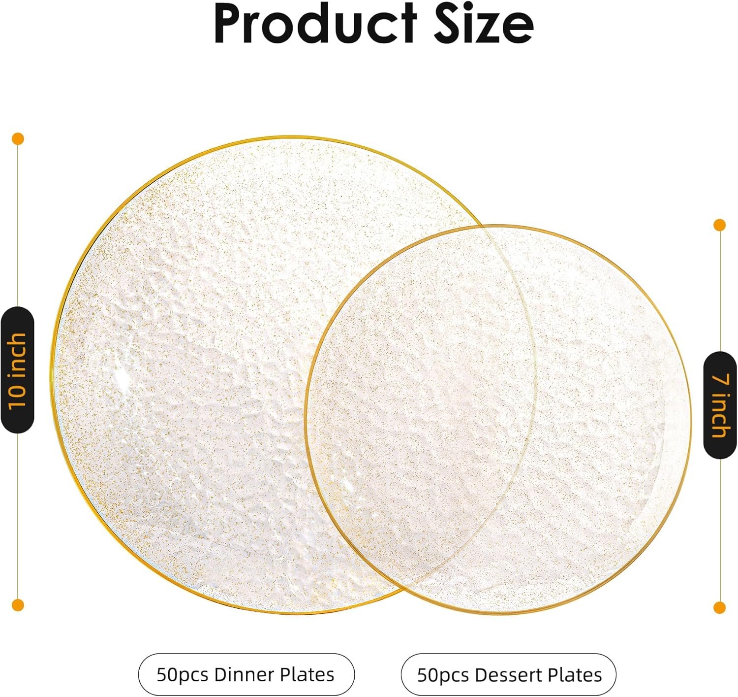 Wholesale 100PCS Clear Plastic Plates Gold Rim 50pcs 10” Dinner Plates 50pcs 7” Dessert Plates Disposable Heavy Duty for Parties Weddings Birthdays Supplier