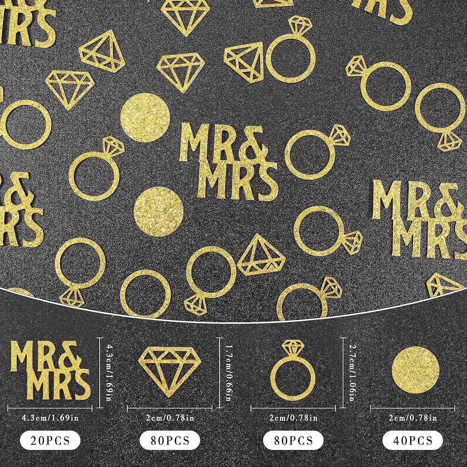 Wholesale 220 Pieces Gold Mr and Mrs Wedding Table Confetti Diamond Ring Circle Dots Glitter Supplier