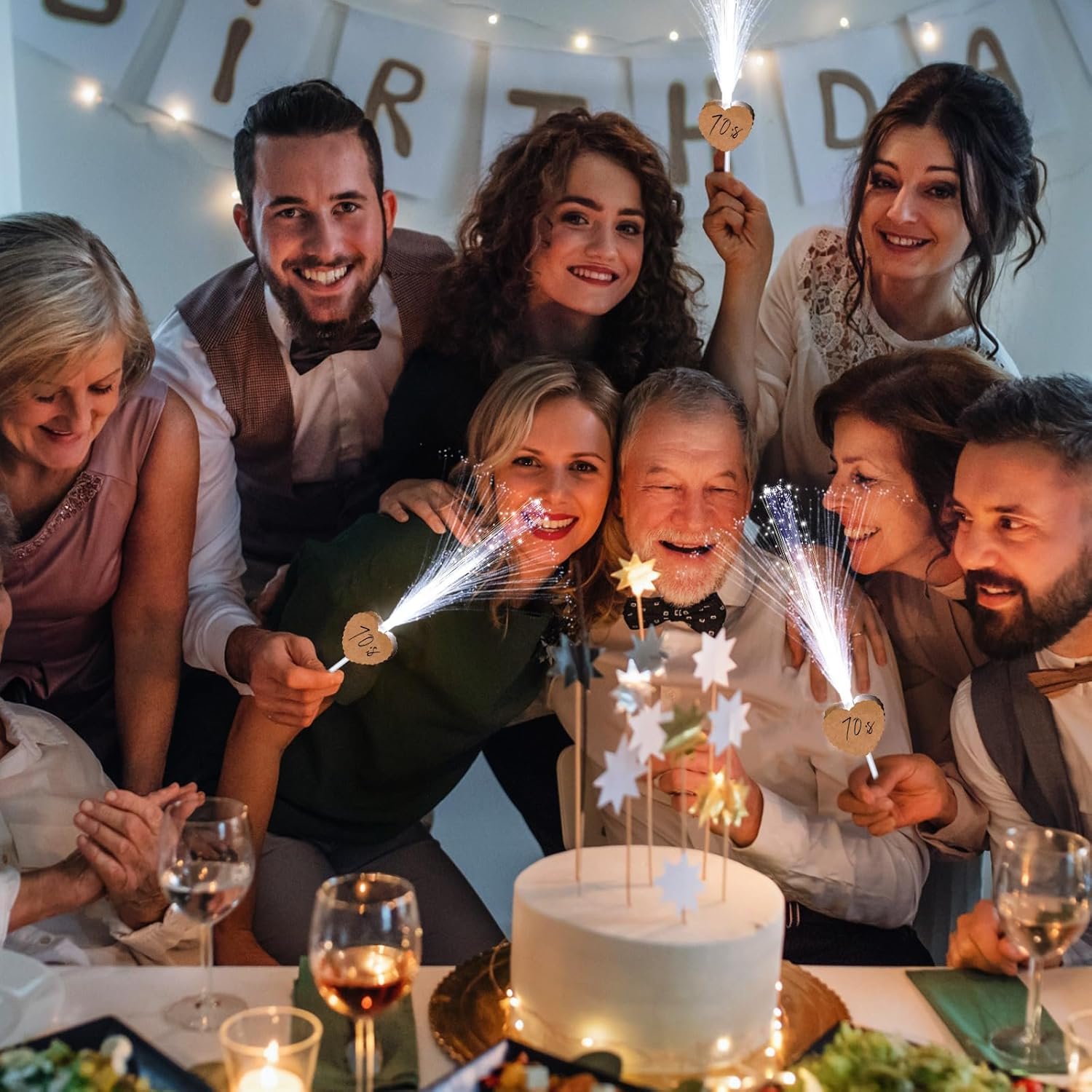 Wholesale 50 Pcs Heart Shape Fiber Optic LED Glow Wands 3 Light Modes Wedding Sparklers Party Supplies Dance Props Brown Supplier