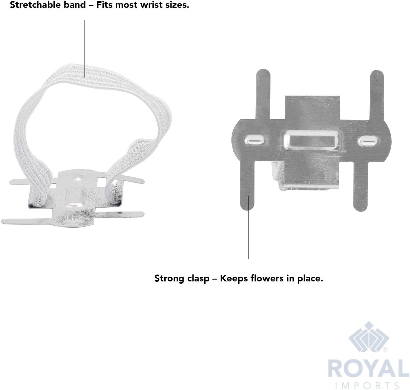 Wholesale Silver/White Corsage Wrist Bands Elastic Wristlets Wedding Prom Flowers Bulk Pack of 12 Supplier