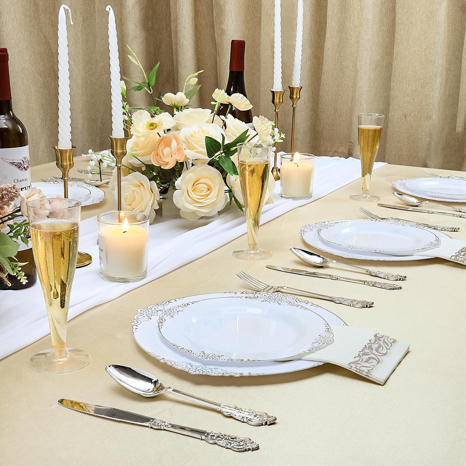 Wholesale 100 Pack 4.5 oz Silver Glitter Plastic Disposable Champagne Flutes Stemware for Party Mimosa Bar Wedding Anniversary Graduation Supplier Wholesale 100 Pack 4.5 oz Silver Glitter Plastic Disposable Champagne Flutes Stemware for Party Mimosa Bar Wedding Anniversary Graduation Supplier