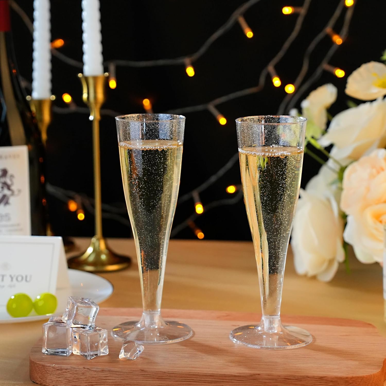 Wholesale 100 Pack 4.5 oz Silver Glitter Plastic Disposable Champagne Flutes Stemware for Party Mimosa Bar Wedding Anniversary Graduation Supplier Wholesale 100 Pack 4.5 oz Silver Glitter Plastic Disposable Champagne Flutes Stemware for Party Mimosa Bar Wedding Anniversary Graduation Supplier