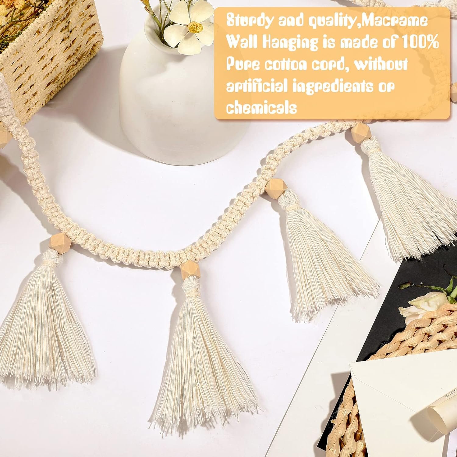 Wholesale Boho Macrame Tassel Hanging Garland Bunting for Classroom Nursery Bedroom Dorm Party Decor (4 Pieces 47.2 Inch) Supplier
