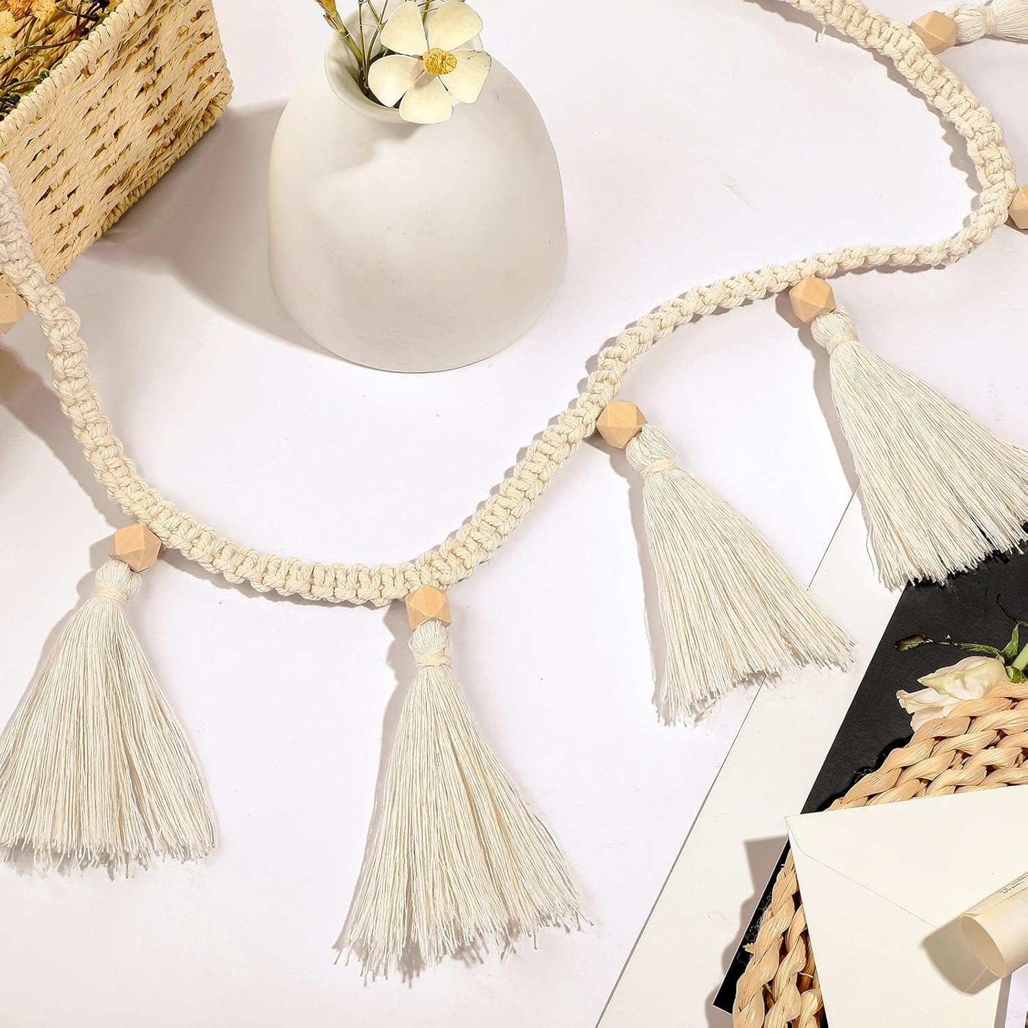 Wholesale Boho Macrame Tassel Hanging Garland Bunting for Classroom Nursery Bedroom Dorm Party Decor (4 Pieces 47.2 Inch) Supplier