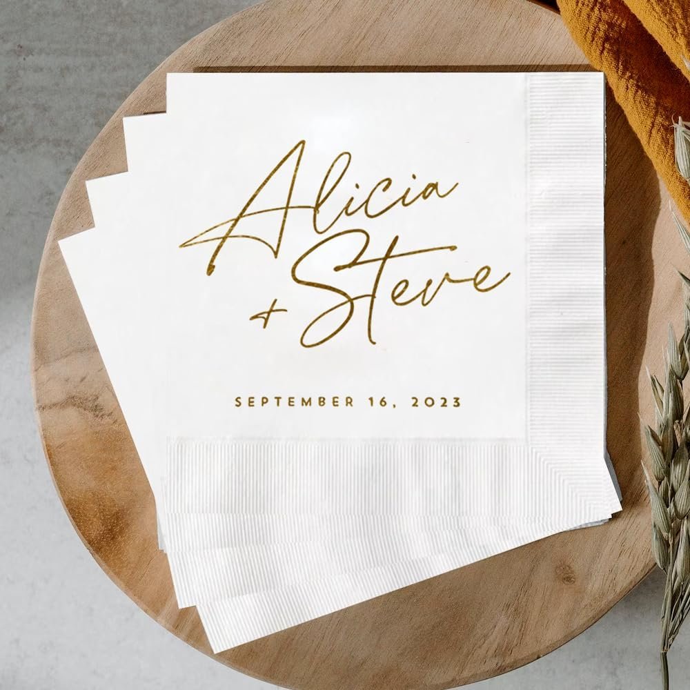 Wholesale Custom Monogrammed Wedding Cocktail Dinner Napkins Bridal Shower Engagement Party Decor Supplier