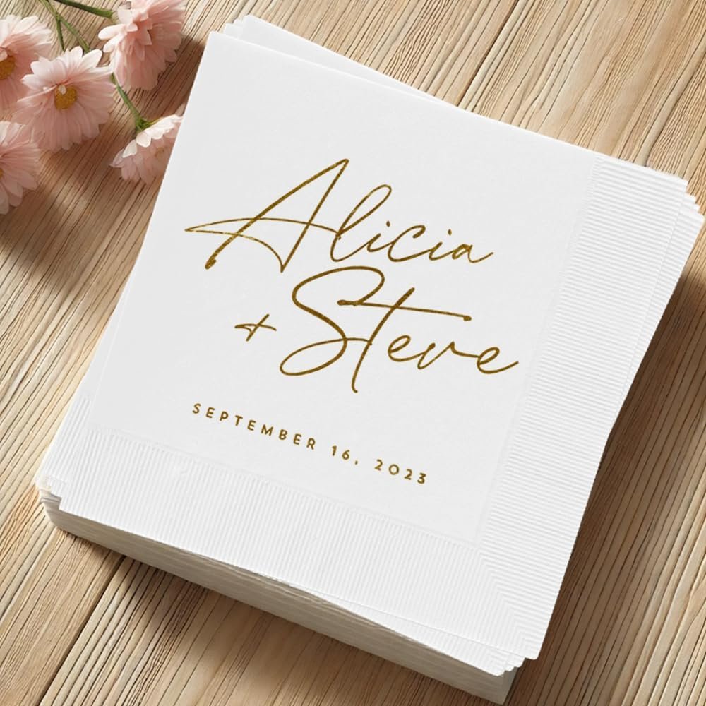 Wholesale Custom Monogrammed Wedding Cocktail Dinner Napkins Bridal Shower Engagement Party Decor Supplier