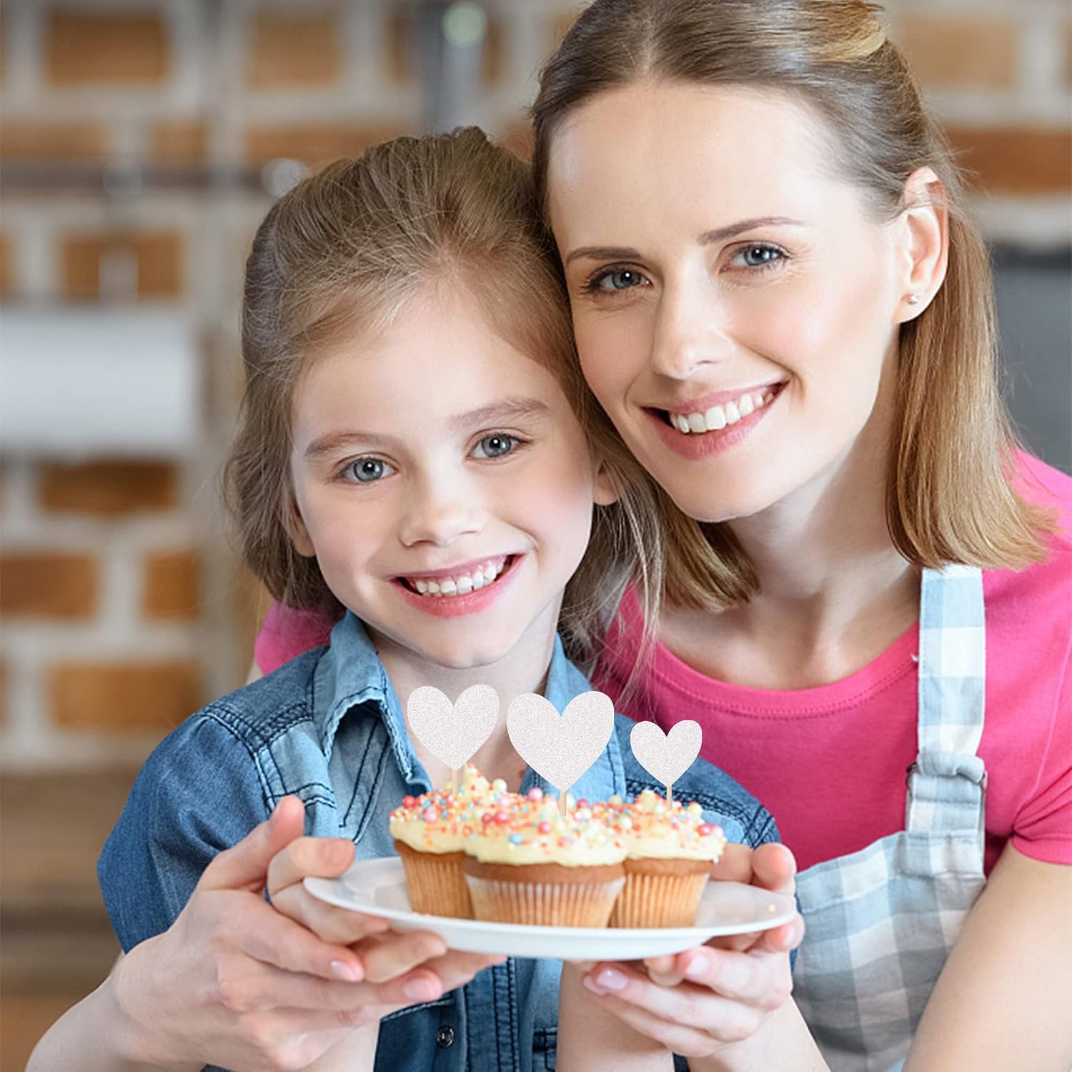 Wholesale 30 PCS Silver Glitter Love Heart Mixed Size Cupcake Toppers Picks Wedding Engagement Anniversary Bridal Shower Birthday Valentine's Day Party Decorations Supplier