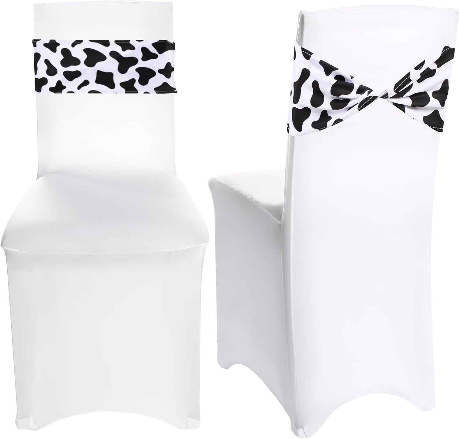 Wholesale 24 Pcs Cow Stripe Spandex Chair Sashes Animal Print Elastic Bands Ties Without Buckle for Safari Jungle Theme Party Birthday Decor Supplier