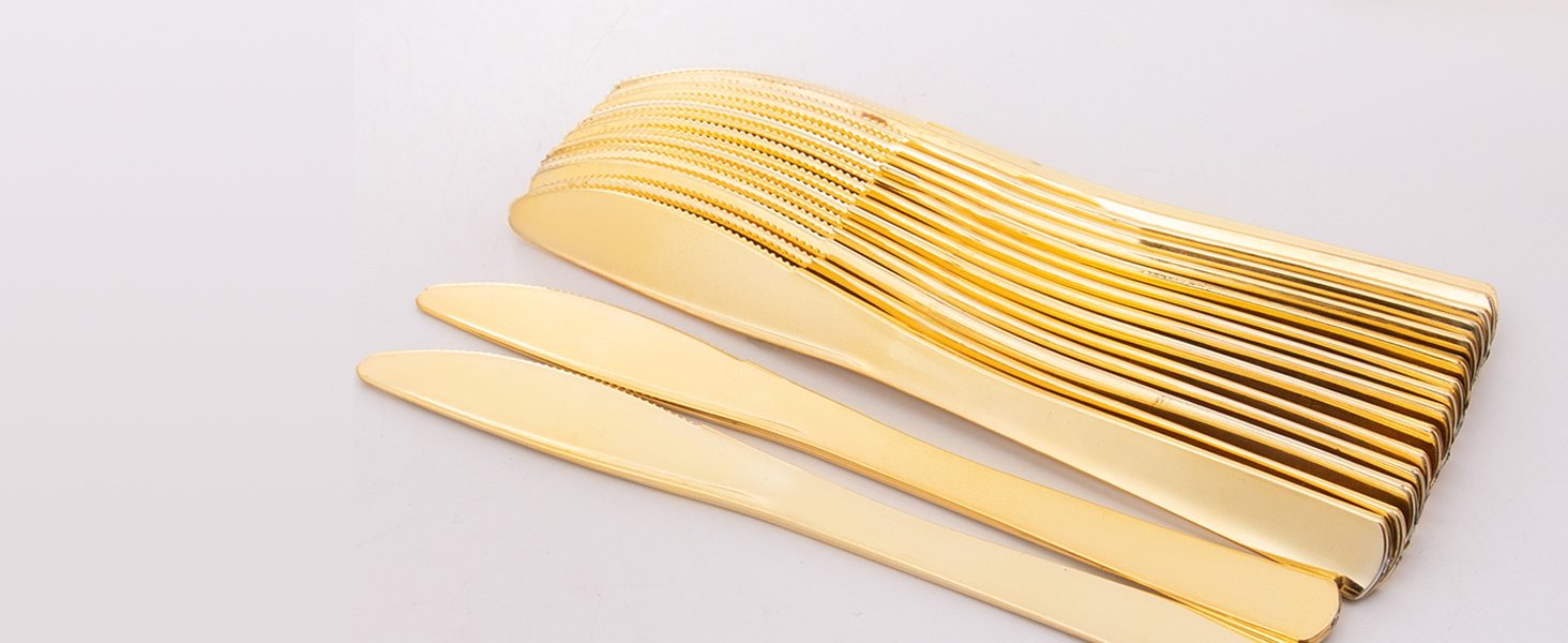 Wholesale 300 Pieces Heavy Duty Gold Plastic Disposable Silverware Cutlery Set 100 Forks 100 Spoons 100 Knives for Parties Valentine's Day Supplier