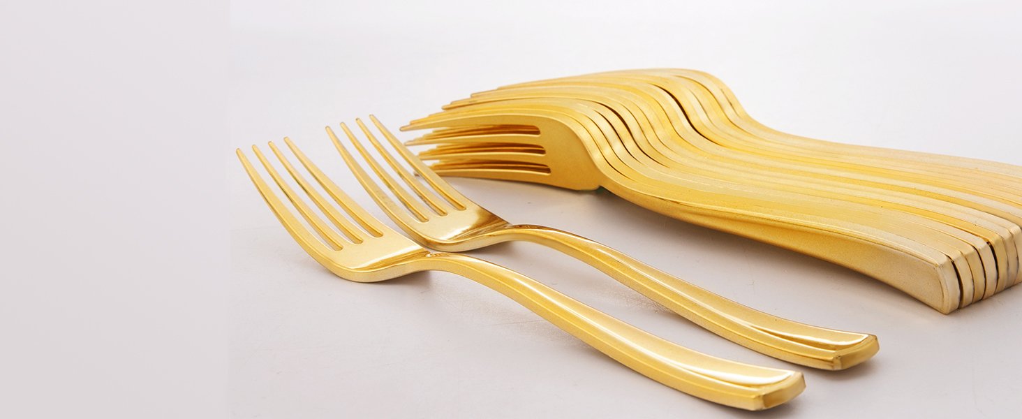 Wholesale 300 Pieces Heavy Duty Gold Plastic Disposable Silverware Cutlery Set 100 Forks 100 Spoons 100 Knives for Parties Valentine's Day Supplier
