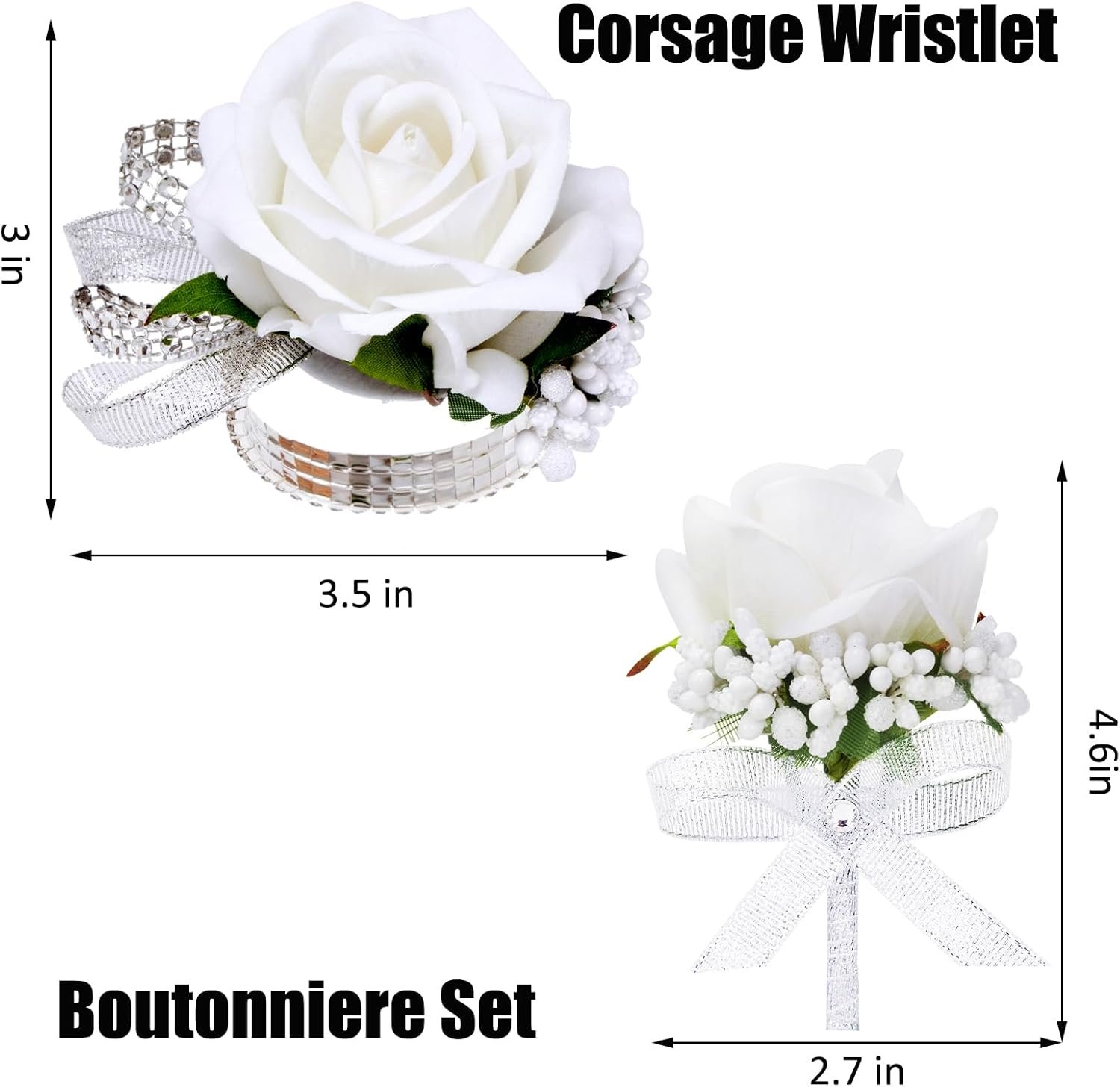 Wholesale 2Pcs White Rose Corsage and Boutonniere Set Wristlet Band for Prom Wedding Party Artificial Suit Flower Accessories Supplier Wholesale 2Pcs White Rose Corsage and Boutonniere Set Wristlet Band for Prom Wedding Party Artificial Suit Flower Accessories Supplier
