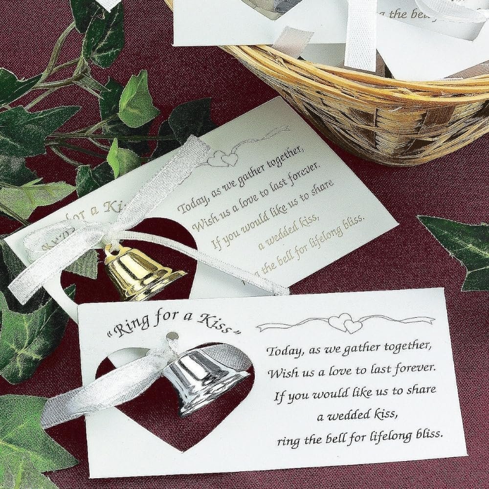Wholesale Bulk Set of 50 Wedding Kissing Bells with Poem Cards Unique Reception Party Supplies Supplier