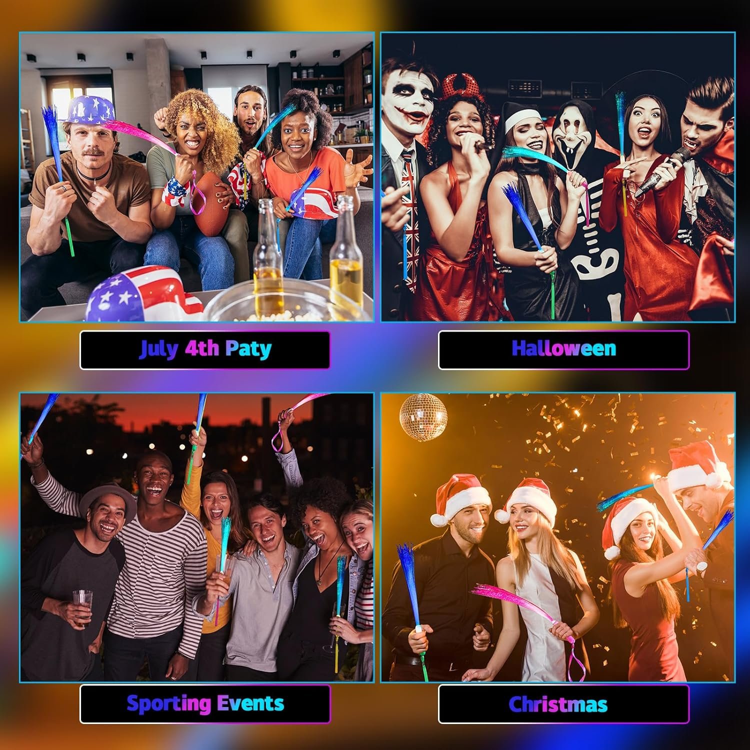 Wholesale 10 Pieces LED Fiber Optic Colorful Flashing Glow Wands for Wedding Neon Party Favors Supplies (Classic Color) Supplier